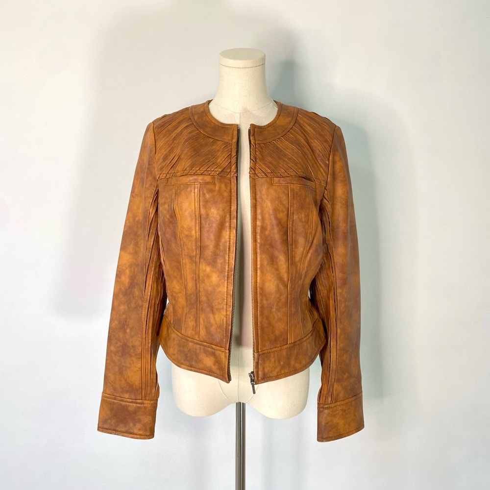Vintage distressed brown leather jacket